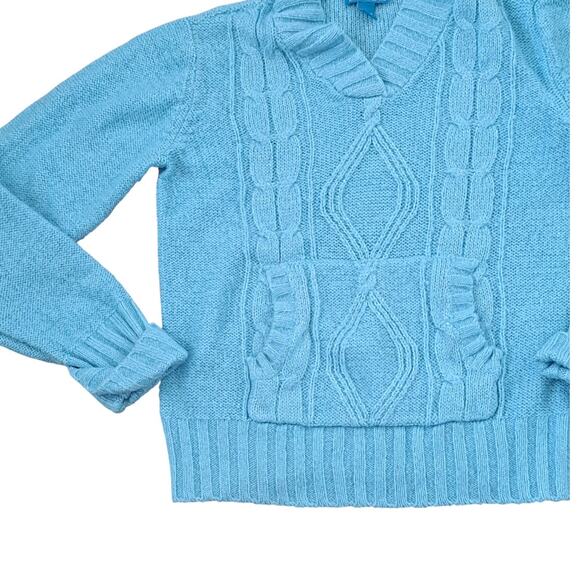 Girl's Aqua Blue Pull Over Hoodie Sweater Size Large 10/12 - Picture 3 of 7